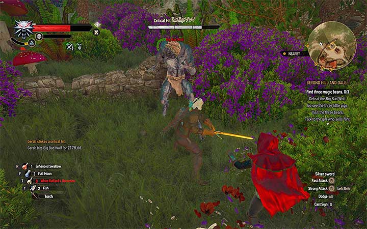 Avoid the attacks of the wolf and attack him with your sword - Main quests bosses in The Witcher 3: Blood and Wine - All Boss Fights - The Witcher 3: Blood and Wine Game Guide