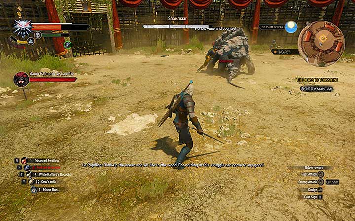 Dont try regular attacks on shaelmaar because his body is surrounded by thick armor - The Beast of Toussaint - Main quests - The Witcher 3: Blood and Wine Game Guide