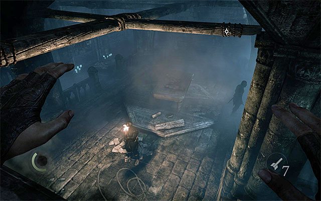 Take the beams above to avoid detection - Leave the ancient ruins - Chapter 3: Dirty Secrets - Thief - Game Guide and Walkthrough