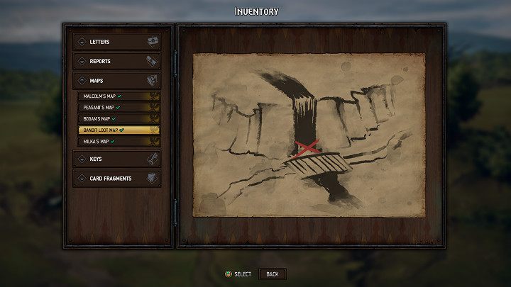 To reach the next treasure, youll need a map, which you can recover from a hut - a hideout for a wounded bandit (blue number 3) - Hidden treasures chests in Lyria | Thronebreaker The Witcher Tales - Maps of hidden treasures - Thronebreaker The Witcher Tales Guide