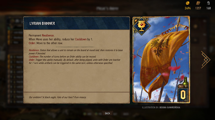 The Banners are passive units that appear on the battlefield at the very beginning of the duel - Types of units, flags and gadgets in Thronebreaker The Witcher Tales - Card Deck - Thronebreaker The Witcher Tales Guide