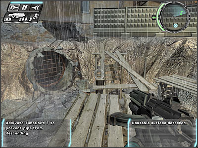 You must perform a single jump here, so you'll end up inside the concrete pipe - Back Again V - Walkthrough - Timeshift - Game Guide and Walkthrough