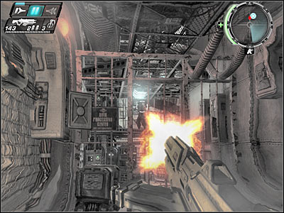 Most of the enemy soldiers will be using the upper balconies, so you may have some problems killing them - Heist II - Walkthrough - Timeshift - Game Guide and Walkthrough