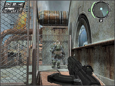Turn right and choose the newly acquired sniper rifle from your inventory - Getaway I - Walkthrough - Timeshift - Game Guide and Walkthrough
