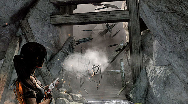 Take the newly unlocked passage and youll reach a narrow tunnel, as well as another base camp (Sheltered Alcove), where you should rest - Find a Way Out | 11: Another Fine Mess Walkthrough - 11: Another Fine Mess | Walkthrough - Tomb Raider Game Guide