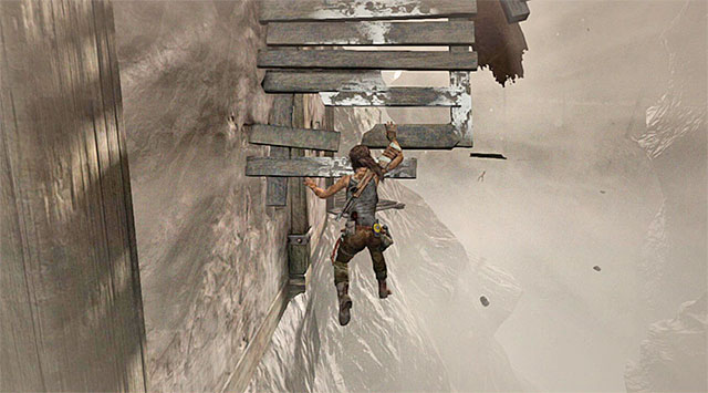 Get ready to act as soon as you land on it - Find a Way Out | 11: Another Fine Mess Walkthrough - 11: Another Fine Mess | Walkthrough - Tomb Raider Game Guide