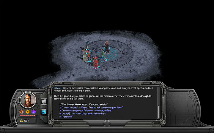 If you chose a peacefull approach, you can broach the subject of the found merecaster. - Endless Horror - side quest walkthrough | Valley of Dead Heroes - Valley of Dead Heroes - Torment: Tides of Numenera Game Guide