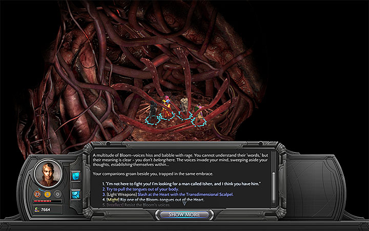 Blooms Heart - the conversation with the Blooms Heart (a part of Into the Depths (Map 24)) can result in additional +2 to Intellect - Places where you can unlock permanent stat bonuses | Adventurers Guide - Adventurers Guide - Torment: Tides of Numenera Game Guide
