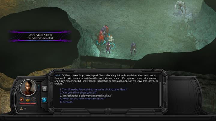 If you want to enter the lair quickly, you can convince Chkekt to come to an agreement with humans. - The Cold, Calculating Jack - main quest walkthrough | Underbelly - Sagus Cliffs: Underbelly - Torment: Tides of Numenera Game Guide