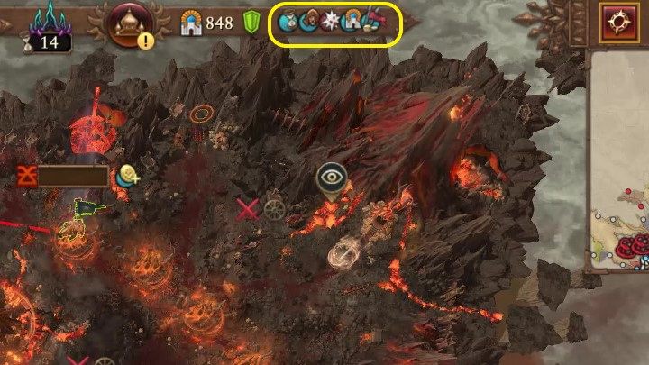 On the right side of the middle bar, you have the effects that are currently affecting your faction - Total War Warhammer 3: User Interface - Campaign Map - Total War Warhammer 3 Guide