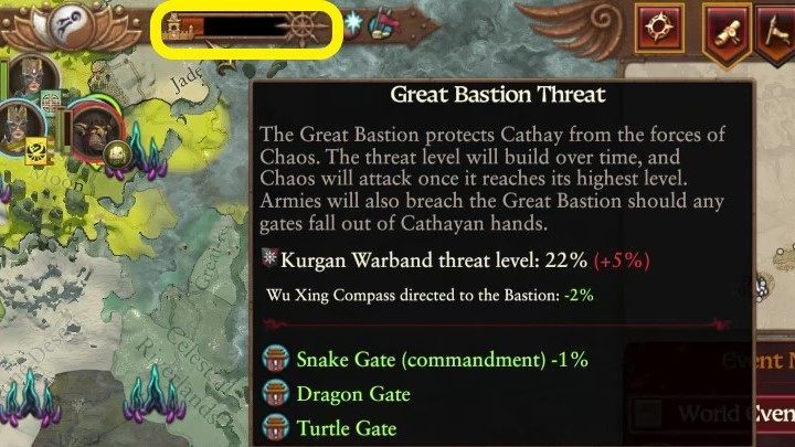 After it fills the Chaos forces will attack your gates - Total War Warhammer 3: Grand Cathay: Unique mechanics - Great Katai - Total War Warhammer 3 Guide