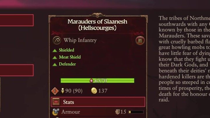 The characteristics of a given unit are at the very top - Total War Warhammer 3: Units - Military - Total War Warhammer 3 Guide