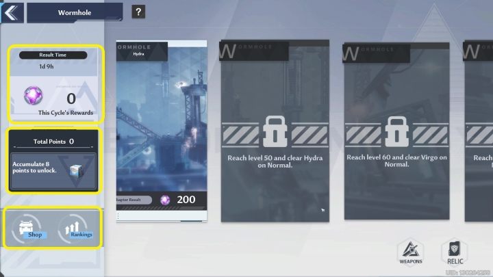 Starting the mode displays the menu pictured above - Tower of Fantasy: Wormhole - Adventure - Tower of Fantasy Guide
