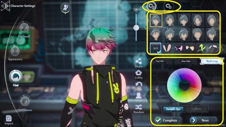 The Hair tab, as the name suggests, will allow you to style your hair - Tower of Fantasy: Character creation and customization - Basics - Tower of Fantasy Guide