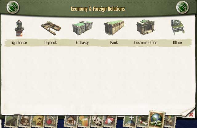 In this category, you will find a lot of buildings of economy type - Lighthouse increases the number of trade routes available, Drydock increases the number and speed of trade ships and Customs Office increases the price of import and export goods - 5. Buildings - Tropico 5 - Game Guide and Walkthrough