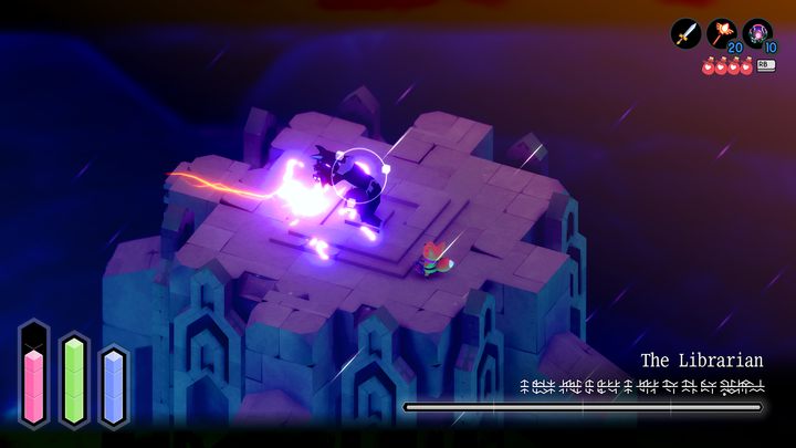 Maintaining eye contact with the Librarian is so important that he will be shooting various spells at you every now and then - Tunic: The Librarian - boss, how to beat? - Bosses - Tunic Guide