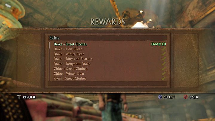 New character skins are tied with making progress in the campaign - Uncharted 2 Among Thieves Game Guide