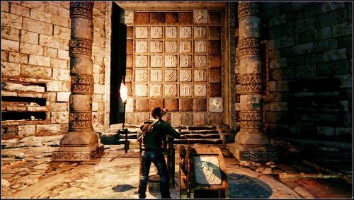 Während des Durchspielens des Kapitels stoßen Sie auf eine Wand mit Symbolen darauf – Uncharted 3: Rätsel in Kapitel 6 – wie löst man sie?  - FAQ – Uncharted 3 Drakes Deception Guide
