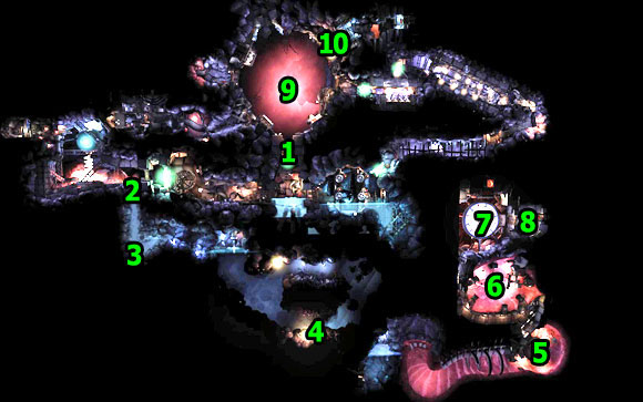 Illustrative map of level - Pacemaker part 2: Map - Tunnel 3 - Walkthrough - Unmechanical - Game Guide and Walkthrough