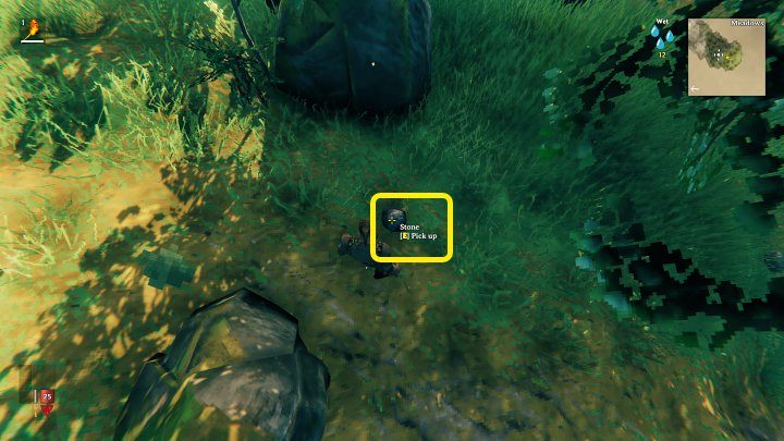 You will find stones in different places so look around carefully, especially near tall grass - Valheim: Day 1 - how to survive the beginning? Where to start? - Basics - Valheim Guide