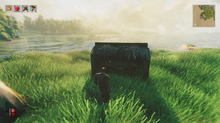 A roof for a workbench is very easy to make – you just need 4 wooden walls and two pieces of the thatch roof - Valheim: Day 1 - how to survive the beginning? Where to start? - Basics - Valheim Guide