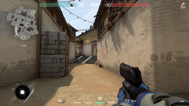 In the picture above, you can see a character who stands in point A Long and looks in the direction of A Lobby, where a potential opponent may appear - Valorant: Haven map description for defenders and attackers - Maps - Valorant Guide