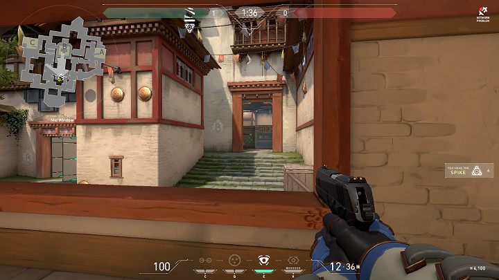 The picture above shows an example position at a Mid Window area - Valorant: Haven map description for defenders and attackers - Maps - Valorant Guide