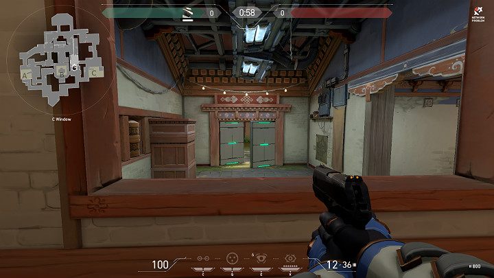 In the picture above you can notice an example position taken at C Window where player has a good view of Mid Doors - Valorant: Haven map description for defenders and attackers - Maps - Valorant Guide