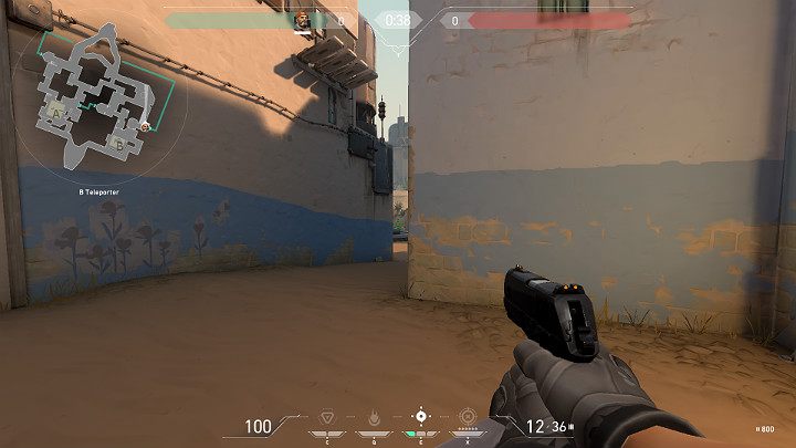 In the image above, the player takes a position at the teleport from where they can watch opponents coming from B Long - Valorant: Bind map description for defenders and attackers, callouts - Maps - Valorant Guide