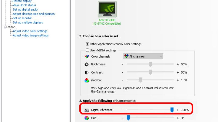 nvidia control panel best color settings