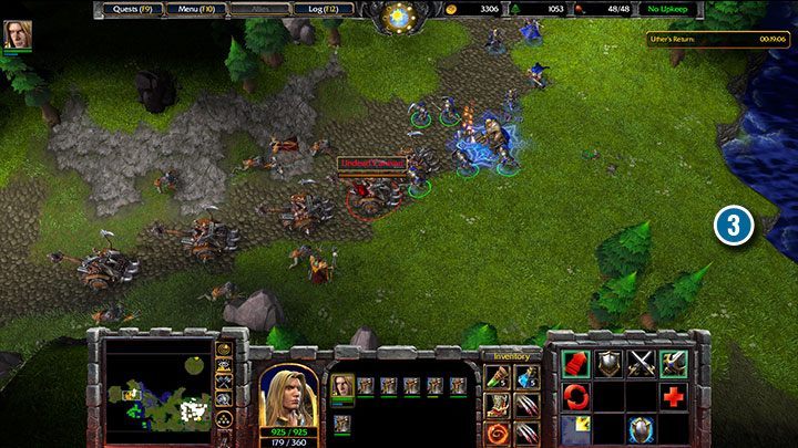 Die Zerstörung einer Getreidekarawane ist eine optionale Aufgabe, aber wenn Sie Ihrem Feind erlauben, eine neue Basis zu errichten, werden untote Angriffe auf Ihre Basis häufiger.  - Marsch der Geißel |  Komplettlösung für Warcraft III Reforged – Human Campaign – Warcraft III Reforged Guide