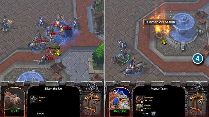 Das ist unglaublich wendig, hat aber mit einem Mörser keine Chance.  Sobald Sie ihn besiegt haben, kann Arthas den Talisman des Ausweichens verwenden.  - Die Keulung |  Komplettlösung für Warcraft III Reforged – Human Campaign – Warcraft III Reforged Guide