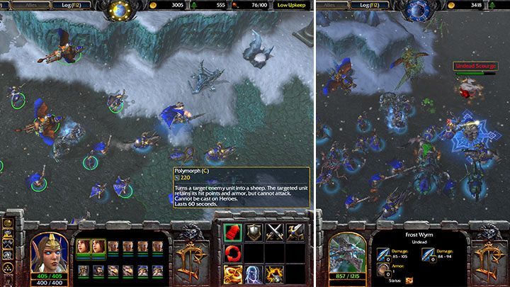 Die Zauberer können Zugang zu Polymorph erhalten, indem sie beide Upgrades im Arcane Sanctuary kaufen.  Diese Fähigkeit, sich in ein harmloses Lebewesen zu verwandeln, ist äußerst effektiv im Kampf gegen die stärksten Feinde wie Frostwyrms.  - Frostmourne |  Komplettlösung für Warcraft III Reforged – Human Campaign – Warcraft III Reforged Guide