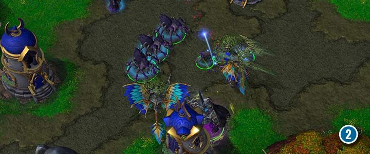 Benutze Crypt Fiends und Bodeneinheiten, um feindliche Lufteinheiten zu zerstören.  - Schlüssel der drei Monde |  Komplettlösung für Warcraft III Reforged – Kampagne der Untoten – Leitfaden für Warcraft III Reforged