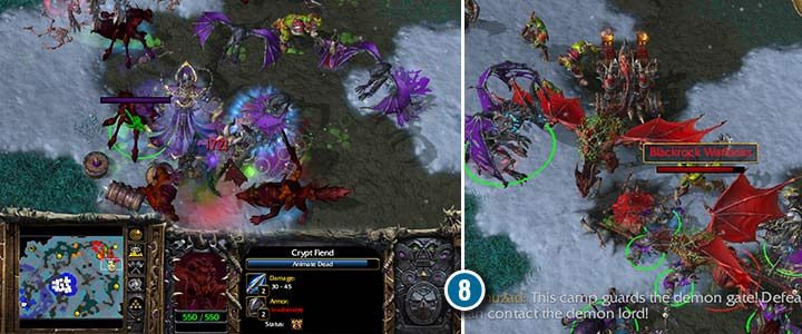 Die Auferstehung ist eine mächtige Fähigkeit von Arthas, mit der Sie Ihre Armee während eines Angriffs stärken können.  Beschütze deine fliegenden Einheiten und deine Crypt Fiends, denn ohne ihre Hilfe kommst du mit den Roten Drachen nicht zurecht.  - Auch Blackrock & Roll |  Komplettlösung für Warcraft III Reforged – Kampagne der Untoten – Leitfaden für Warcraft III Reforged
