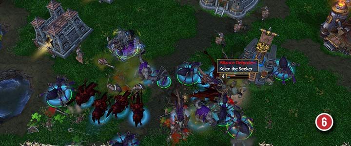 Die Zerstörung der menschlichen Basis ist sehr schwierig, aber gleichzeitig eine gewinnbringende Herausforderung.  Beim letzten Angriff menschlicher Truppen kämpfen Sie gegen eine Armee weniger.  - Unter dem brennenden Himmel |  Komplettlösung für Warcraft III Reforged – Kampagne der Untoten – Leitfaden für Warcraft III Reforged