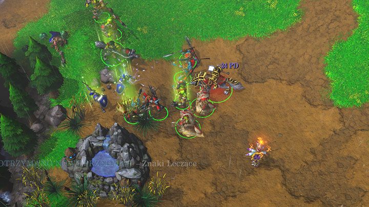 Der Gesundheitsbrunnen heilt automatisch alle Einheiten in der Nähe – Ihre und feindliche Truppen.  Nutzen Sie den quantitativen Vorteil Ihrer Streitkräfte, um alle Gegner zu besiegen oder Ihren Feind vom Brunnen wegzuziehen.  - Reiter des Sturms |  Komplettlösung für Warcraft III Reforged – Prolog – Leitfaden für Warcraft III Reforged