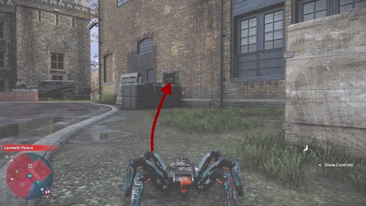 This tech point is in a cafe on the roof of the complex - use the drone to get there - Watch Dogs Legion: Tech Points - map of Lambeth, collectible locations - Lambeth - Watch Dogs Legion Guide