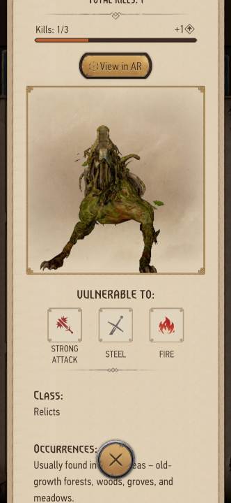Relicts drop - The Witcher Monster Slayer: Resources from monsters - Crafting - Witcher Monster Slayer Guide