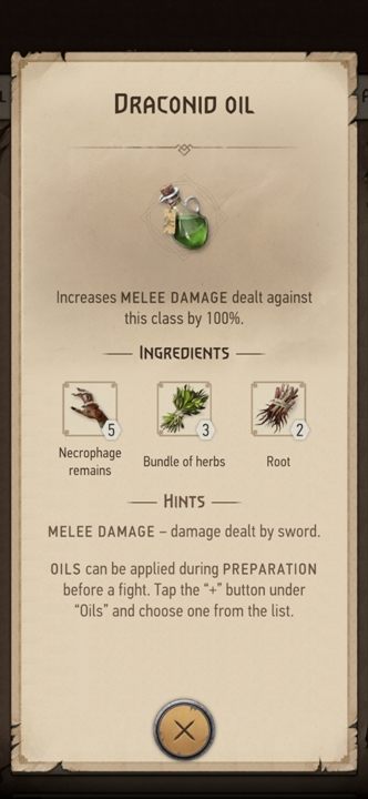 From these ingredients you can prepare: Draconid Oil - The Witcher Monster Slayer: Resources from monsters - Crafting - Witcher Monster Slayer Guide