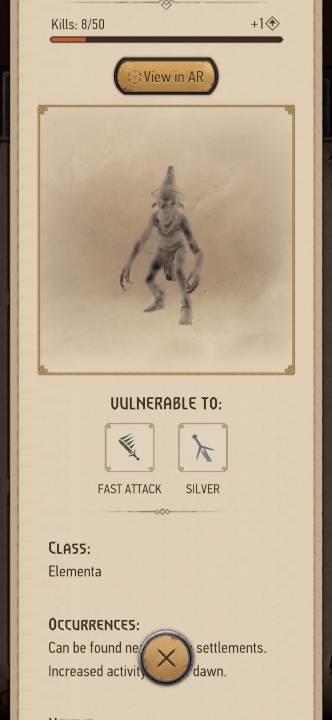 Elementals drop - The Witcher Monster Slayer: Resources from monsters - Crafting - Witcher Monster Slayer Guide