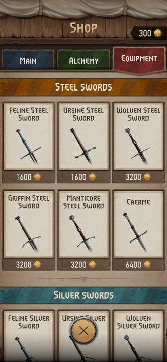 There are six steel swords available in the store - The Witcher Monster Slayer: In-game content - what can you buy? - Shop - The Witcher - guide to the game