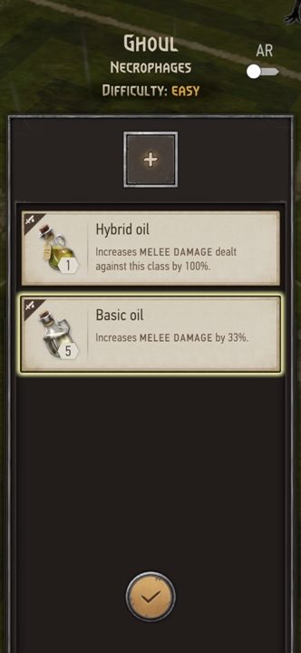 You can apply oils to a given weapon before combat - The Witcher Monster Slayer: Combat - battle preparations - Fight - Witcher Monster Slayer Guide