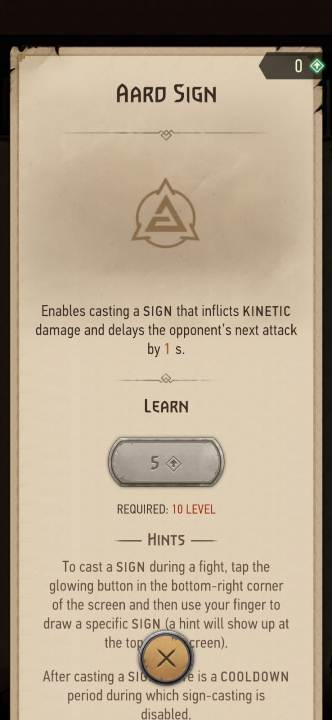 Effect: deals kinetic damage that stuns the enemy for a second - The Witcher Monster Slayer: Combat - signs, casting, best ones - Combat - Witcher Monster Slayer Guide