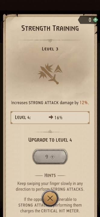 Effect: increases the damage of strong attacks - The Witcher Monster Slayer: Skills - combat - Skills - Witcher Monster Slayer Guide