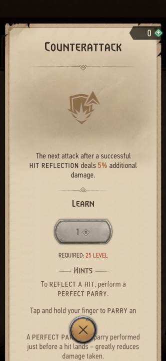 Effect: the subsequent attack after a perfect parry deals more damage - The Witcher Monster Slayer: Skills - combat - Skills - Witcher Monster Slayer Guide