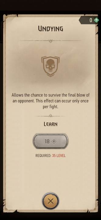 Effect: gives you a chance to survive your opponent's final blow - The Witcher Monster Slayer: Skills - combat - Skills - Witcher Monster Slayer Guide