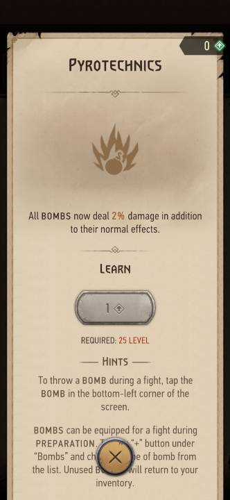 Effect: all bombs deal more damage - The Witcher Monster Slayer: Skills - alchemy - Skills - Witcher Monster Slayer Guide