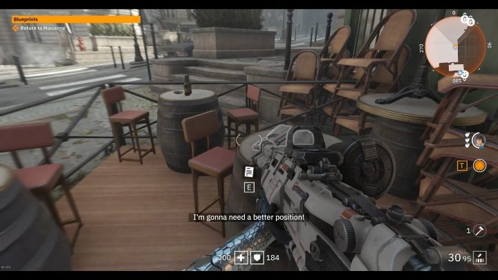 You will find a newspaper in front of the building, on a table next to the restaurant - Secrets and collectibles in Brother 1 | Wolfenstein Youngblood - Collectibles and secrets - Wolfenstein Youngblood Guide