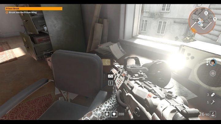 Youll find the blue tape on a desk, next to a pile of scattered books - Secrets and collectibles in Brother 1 | Wolfenstein Youngblood - Collectibles and secrets - Wolfenstein Youngblood Guide